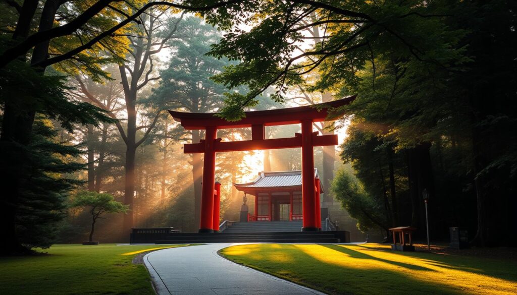 Kasuga-Taisha Schrein in Nara bei Sonnenaufgang Kasuga-Taisha Schrein in Nara bei Sonnenaufgang