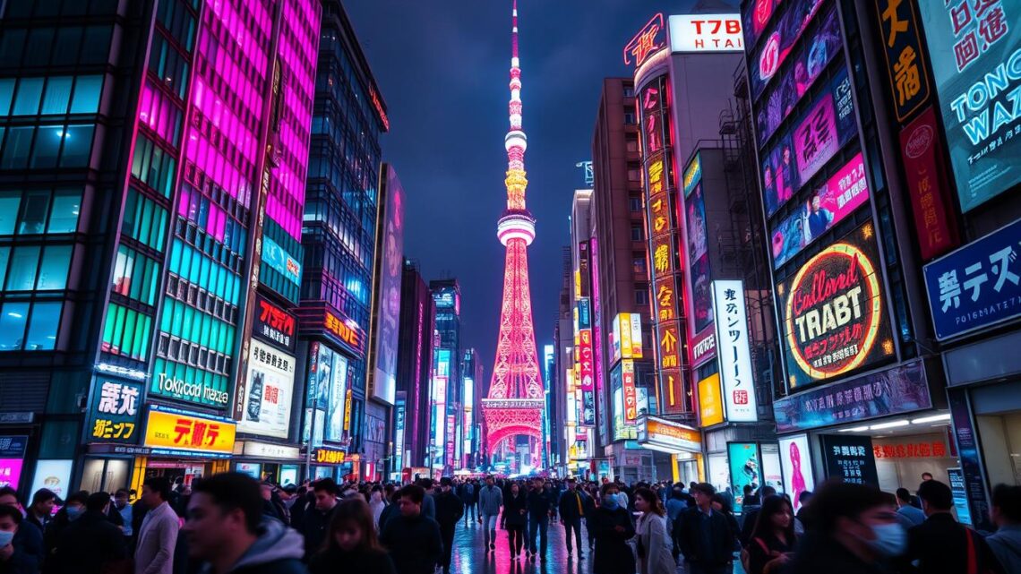 Neonlichter von Shinjuku und Akihabara in Tokio