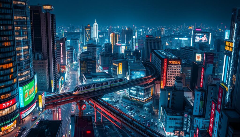 Weitere leuchtende Stadtteile Tokios