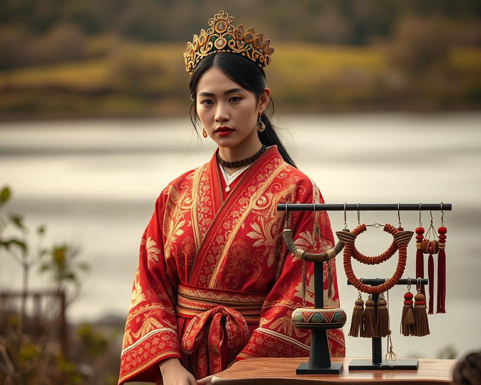 Ainu-Kleidung und traditioneller Schmuck Ainu-Kleidung und traditioneller Schmuck