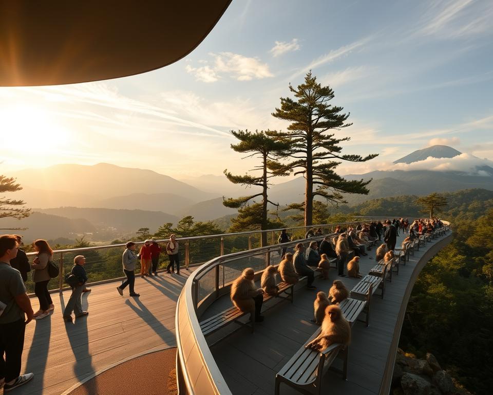 Aussichtsplattform im Affenpark Takasakiyama