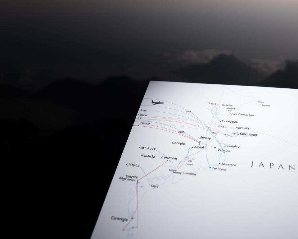 Flugrouten nach Japan