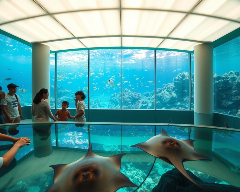 Interaktive Aquariumsbereiche in Okinawa Interaktive Aquariumsbereiche in Okinawa