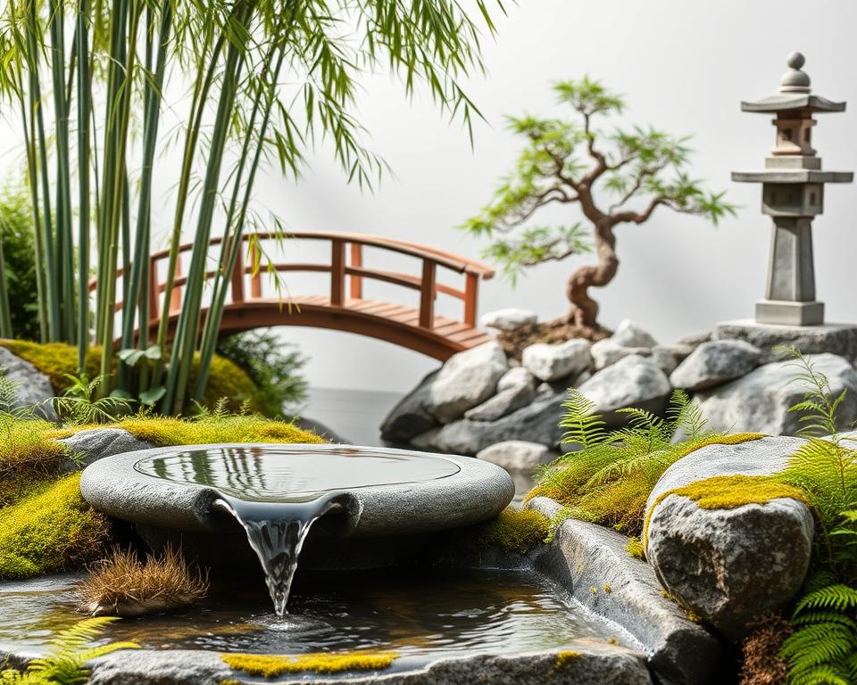 Japanische Gartenelemente Komposition