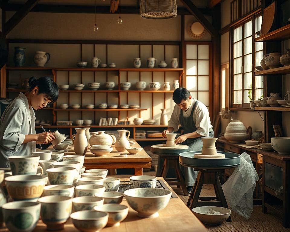 Japanische Keramik Traditionelle Herstellung Japanische Keramik Traditionelle Herstellung