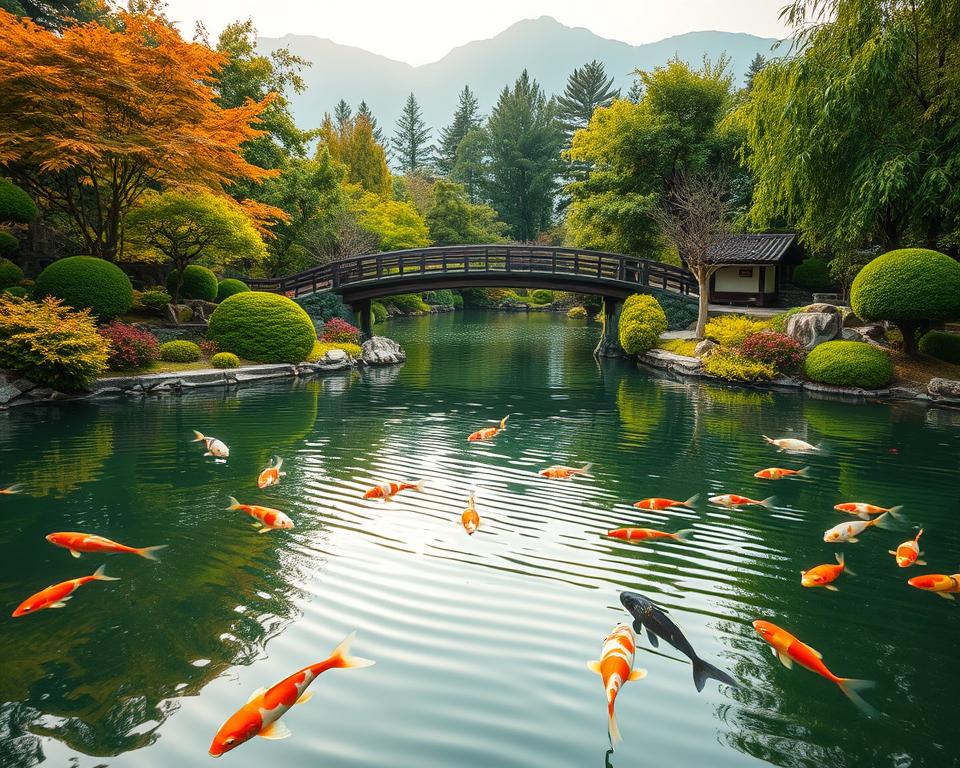 Japanischer Wassergarten mit Koi-Teich