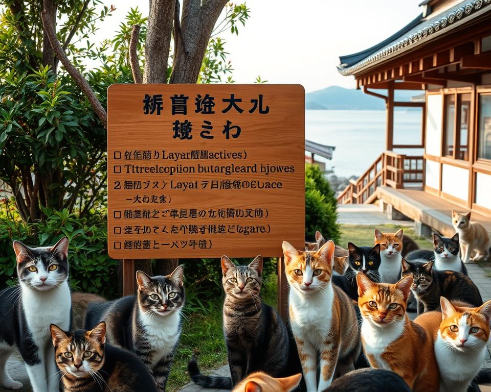 Katzen auf Tashirojima Verhaltensregeln