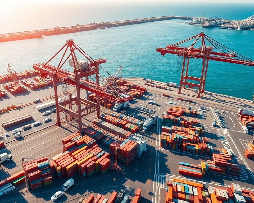 Moderne Containeranlagen im Fukuoka Hafen Moderne Containeranlagen im Fukuoka Hafen