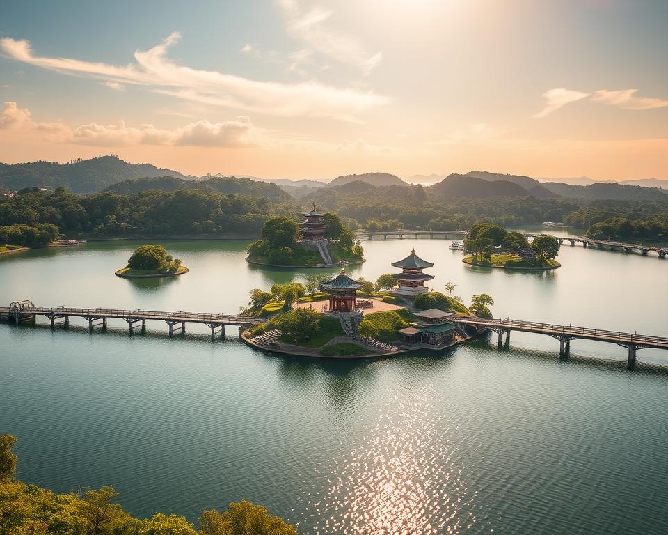 Ohori Park See mit künstlichen Inseln