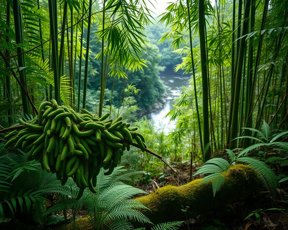 Raupen Ökosystem in japanischen Wäldern Raupen Ökosystem in japanischen Wäldern