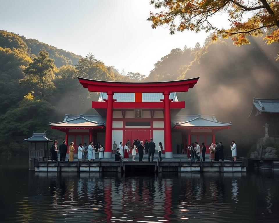 Shinto-Rituale am Itsukushima-Schrein