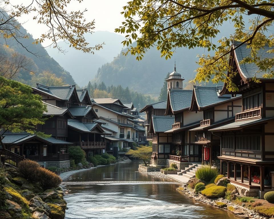 Traditionelle japanische Architektur im Kiso Tal