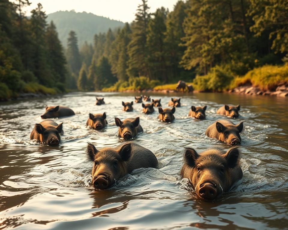 Wildschweine Schwimmverhalten Wildschweine Schwimmverhalten