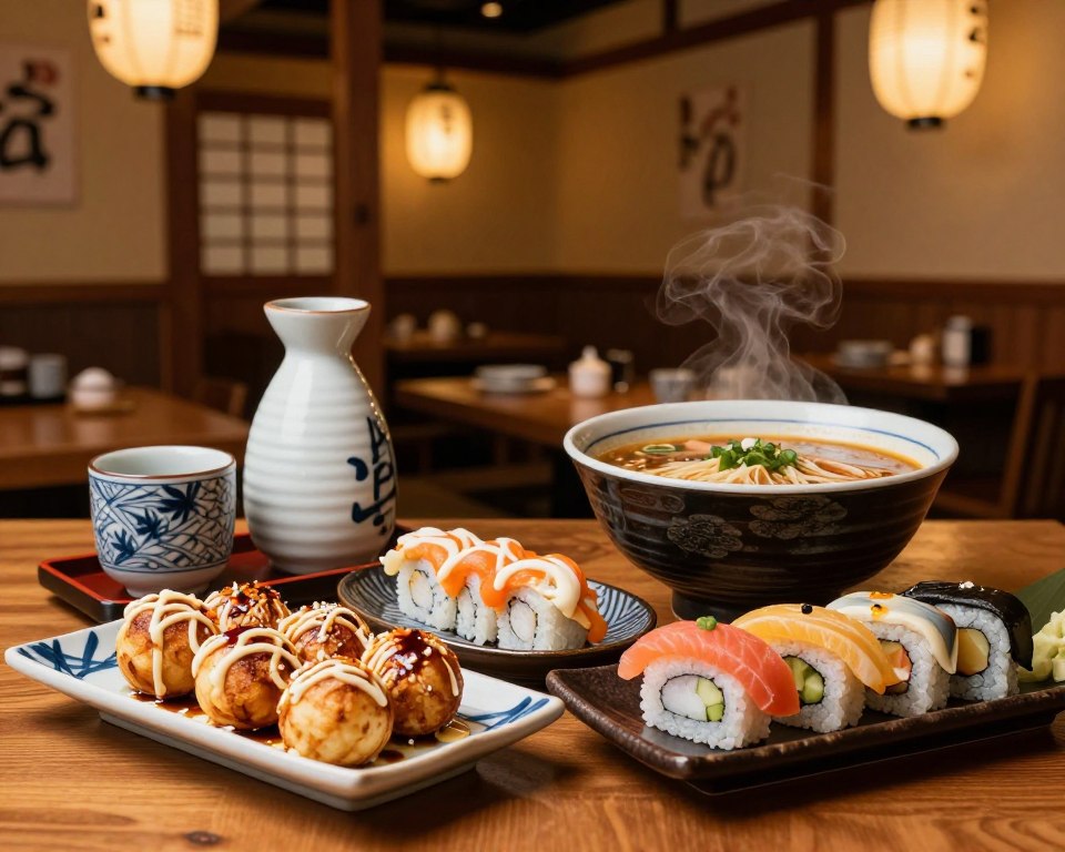 Authentische Osaka Gerichte Auswahl