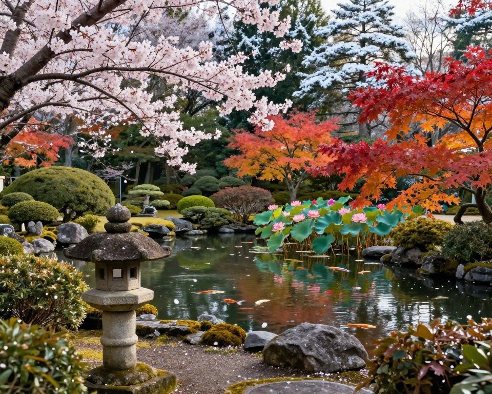 Japanische Gartenpflege Jahreszeiten