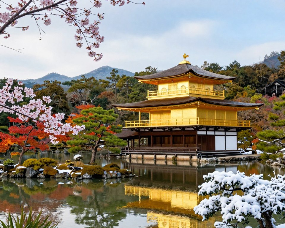 Kinkaku-ji in verschiedenen Jahreszeiten