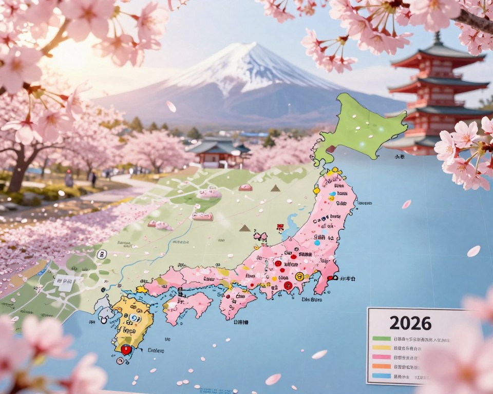 Kirschblütenvorhersage 2026 Sakura Zensen Karte