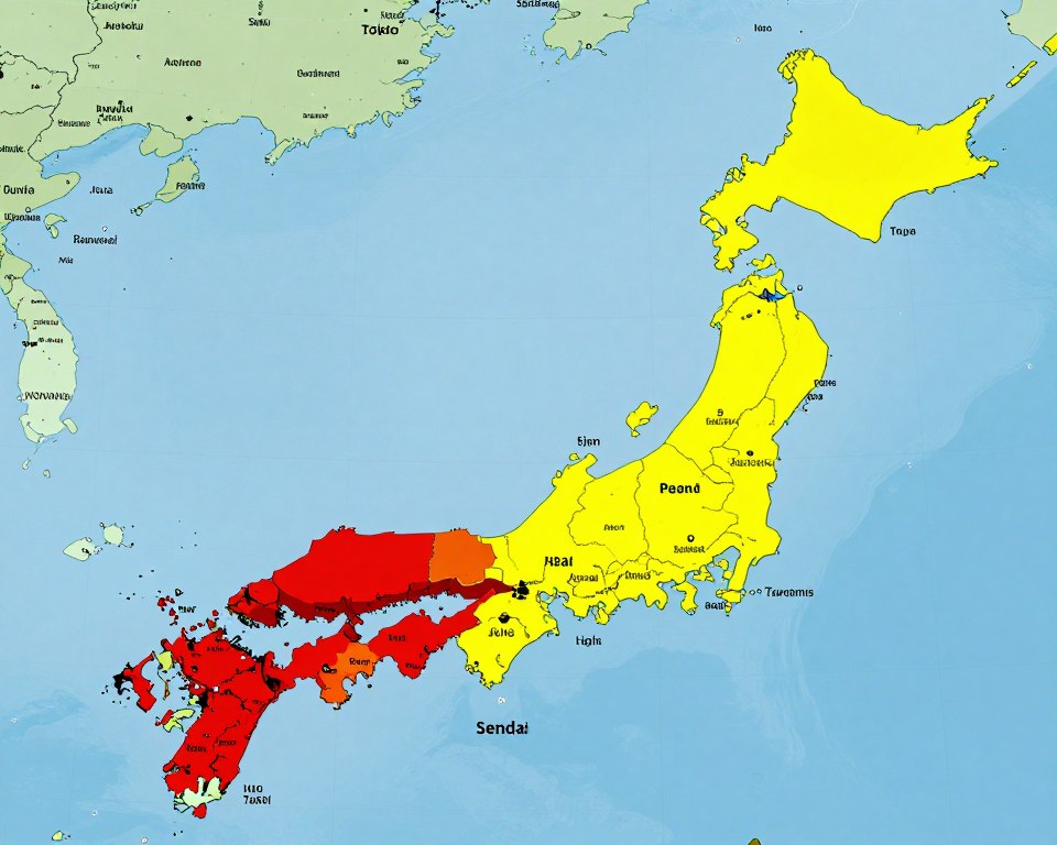 Tsunami-Risikozonen in Japan Tsunami-Risikozonen in Japan