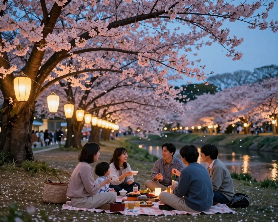 Yozakura abendliche Kirschblüten Illumination