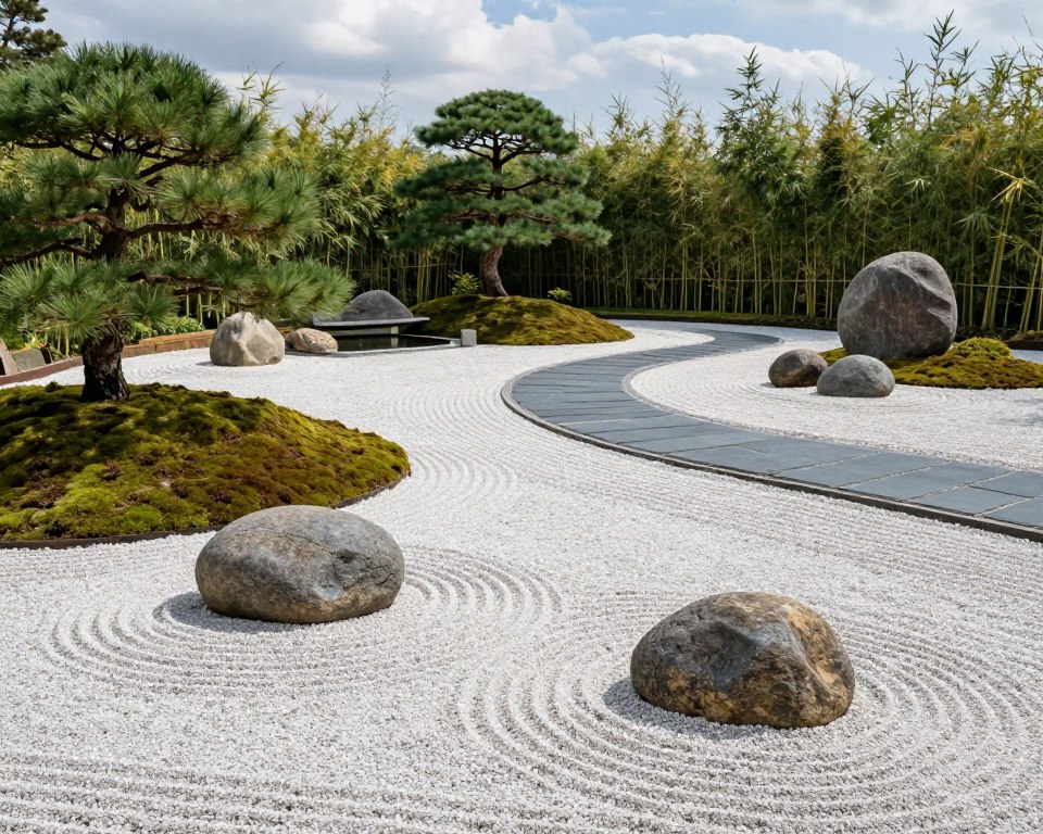Zen-Garten mit japanischen Steinen